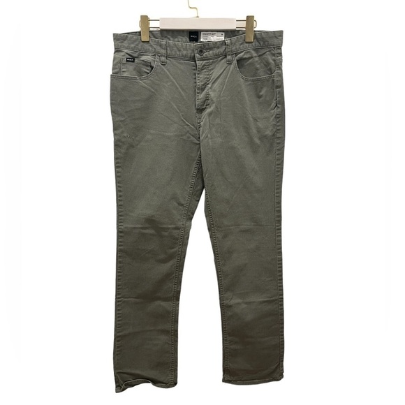 RVCA Mens Stay RVCA Button Fly Gray Straight cut Pants Size 34 - Picture 2 of 9